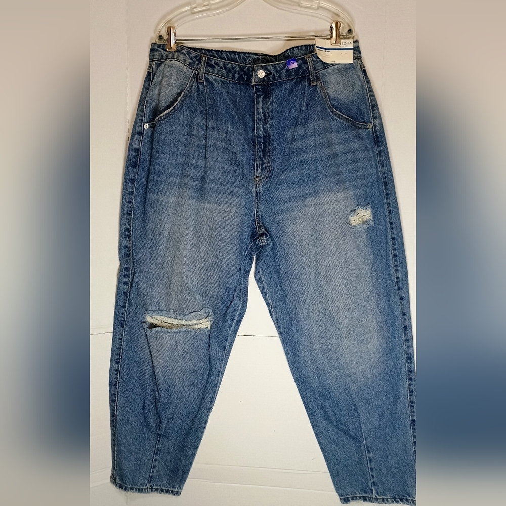 Arizona Jean Copany Blue Distressed Mom Jeans Size 19